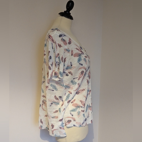 Monsoon Linen Blend Top T-shirt Soft White Baby Pink Size L - Picture 5 of 7